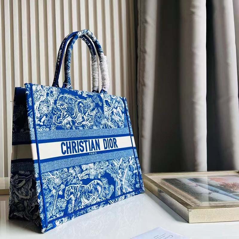 Christian Dior Blue Canvas Large Book Tote – Madison Avenue Couture