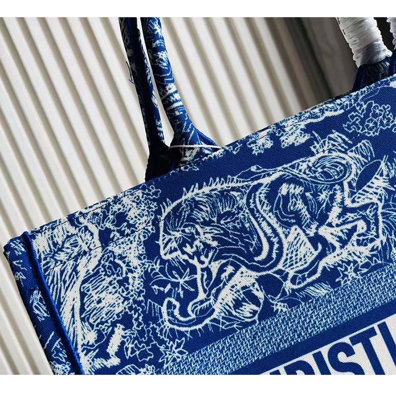 Handbags  Dior Womens Large Dior Book Tote Fluorescent Blue Toile De Jouy  Transparent Canvas (42 X 35 X 18.5 Cm) ~ Antoniaweir
