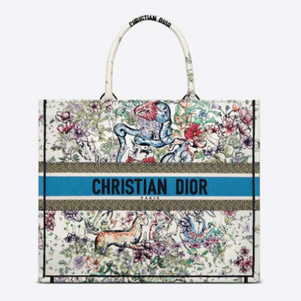 Dior Unisex CD Large Book Tote Latte Multicolor D-Constellation Embroidery (13)