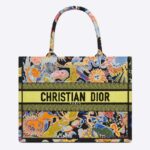 Dior Unisex CD Medium Book Tote Black Multicolor Dior Zodiac Fantastico Embroidery