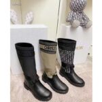 Dior Unisex CD Shoes D-Major Boot Black White Technical Fabric Black Calfskin – Image 12