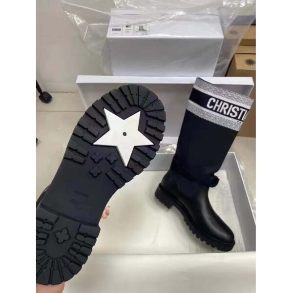 Dior Unisex CD Shoes D-Major Boot Black White Technical Fabric Black Calfskin (5)