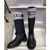 Dior Unisex CD Shoes D-Major Boot Black White Technical Fabric Black Calfskin (7)