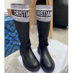 Dior Unisex CD Shoes D-Major Boot Black White Technical Fabric Black Calfskin – Image 5