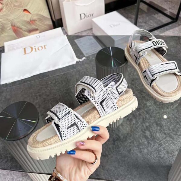 Dior Unisex CD Shoes DiorAct Sandal White Black Technical Mesh Rubber (1)