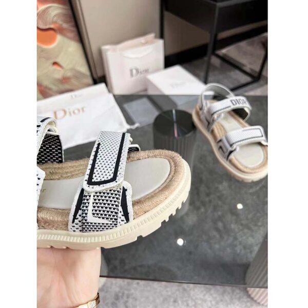 Dior Unisex CD Shoes DiorAct Sandal White Black Technical Mesh Rubber (3)