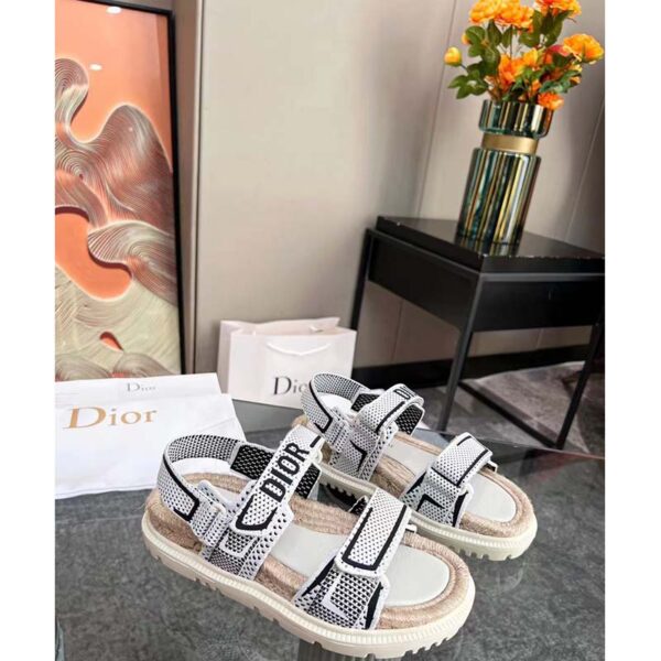 Dior Unisex CD Shoes DiorAct Sandal White Black Technical Mesh Rubber (4)