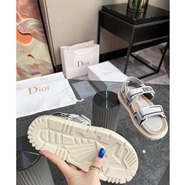 Dior Unisex CD Shoes DiorAct Sandal White Black Technical Mesh Rubber (8)