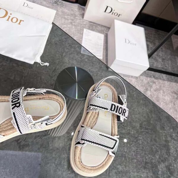 Dior Unisex CD Shoes DiorAct Sandal White Black Technical Mesh Rubber (9)