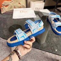 Dior Unisex CD Shoes DiorAct Sandal White Bright Blue Technical Mesh Rubber (10)