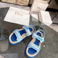 Dior Unisex CD Shoes DiorAct Sandal White Bright Blue Technical Mesh Rubber (10)