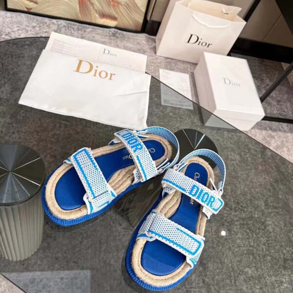Dior Unisex CD Shoes DiorAct Sandal White Bright Blue Technical Mesh Rubber (3)