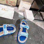 Dior Unisex CD Shoes DiorAct Sandal White Bright Blue Technical Mesh Rubber - Image 6