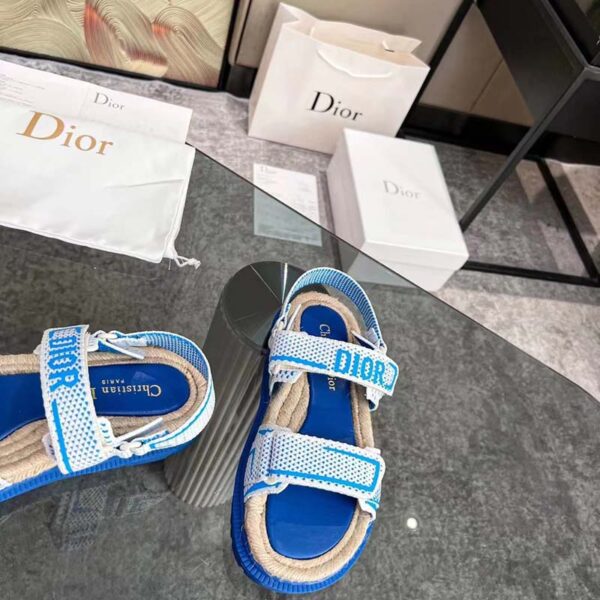 Dior Unisex CD Shoes DiorAct Sandal White Bright Blue Technical Mesh Rubber (7)