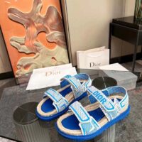 Dior Unisex CD Shoes DiorAct Sandal White Bright Blue Technical Mesh Rubber (10)