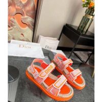 Dior Unisex CD Shoes DiorAct Sandal White Bright Orange Technical Mesh Rubber (8)