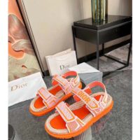 Dior Unisex CD Shoes DiorAct Sandal White Bright Orange Technical Mesh Rubber (8)