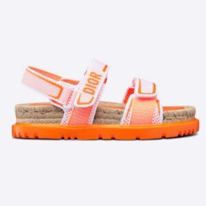 Dior Unisex CD Shoes DiorAct Sandal White Bright Orange Technical Mesh Rubber