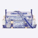 Borsa Dior Unisex CD Diorcamp piccola in tela trasparente, blu fluorescente, Toile De Jouy