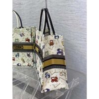 Dior Women CD Large Dior Book Tote Latte Multicolor Dior Pixel Zodiac Embroidery (10)