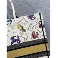 Dior Women CD Large Dior Book Tote Latte Multicolor Dior Pixel Zodiac Embroidery (10)