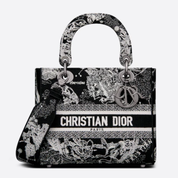 Dior Women CD Medium Lady D-Lite Bag Black Toile De Jouy Zodiac Embroidery (1)