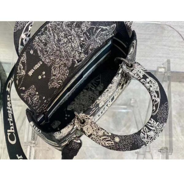 Dior Women CD Medium Lady D-Lite Bag Black Toile De Jouy Zodiac Embroidery (4)