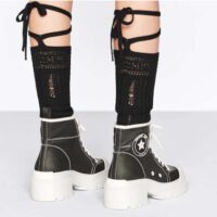 Dior Women CD Shoes D-Rise Ankle Boot Black Technical Fabric Calfskin 11 cm High (1)