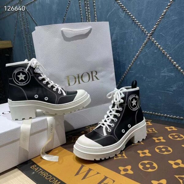 Dior Women CD Shoes D-Rise Ankle Boot Black Technical Fabric Calfskin 11 cm High (13)