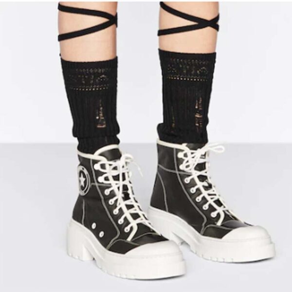 Dior Women CD Shoes D-Rise Ankle Boot Black Technical Fabric Calfskin 11 cm High (2)