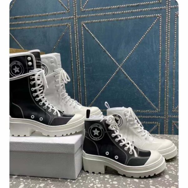 Dior Women CD Shoes D-Rise Boot Black Technical Fabric Calfskin 21.5 cm High (1)