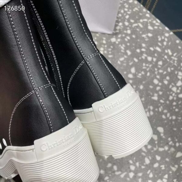 Dior Women CD Shoes D-Rise Boot Black Technical Fabric Calfskin 21.5 cm High (10)