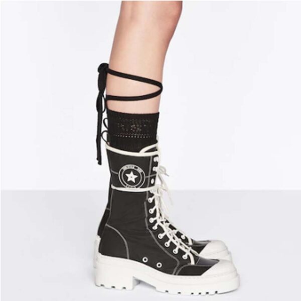 Dior Women CD Shoes D-Rise Boot Black Technical Fabric Calfskin 21.5 cm High (13)