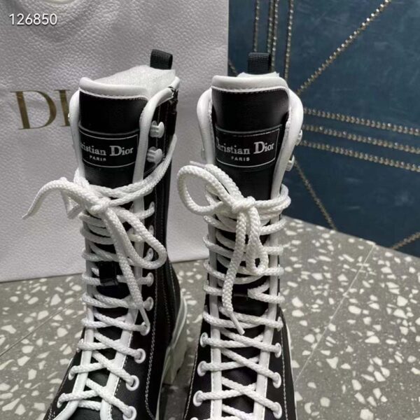 Dior Women CD Shoes D-Rise Boot Black Technical Fabric Calfskin 21.5 cm High (16)
