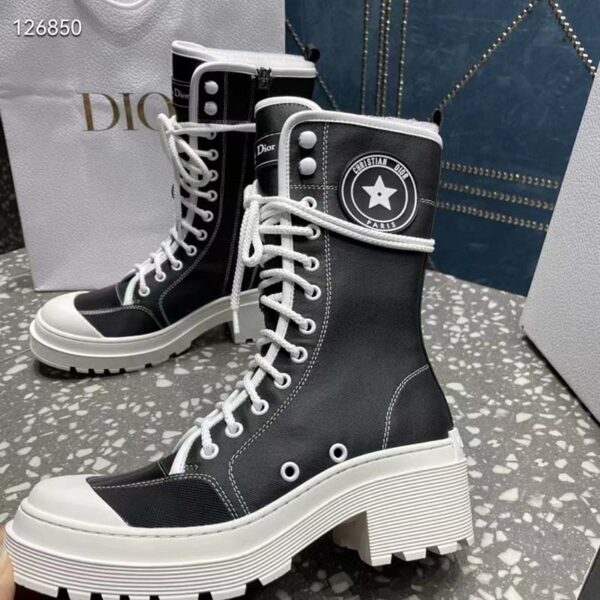 Dior Women CD Shoes D-Rise Boot Black Technical Fabric Calfskin 21.5 cm High (3)