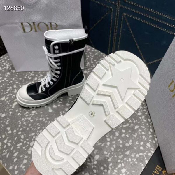 Dior Women CD Shoes D-Rise Boot Black Technical Fabric Calfskin 21.5 cm High (5)