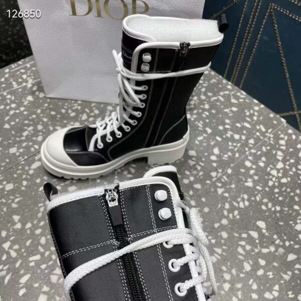 Dior Women CD Shoes D-Rise Boot Black Technical Fabric Calfskin 21.5 cm High (6)