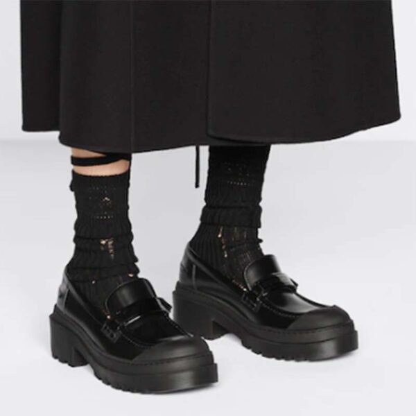 Dior Women CD Shoes Dior Code Loafer Black Brushed Calfskin