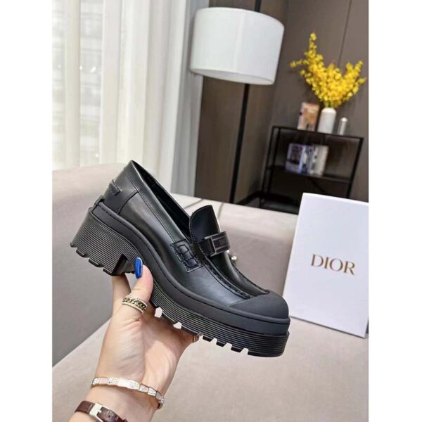 Dior Women CD Shoes Dior Code Loafer Black Brushed Calfskin (9)