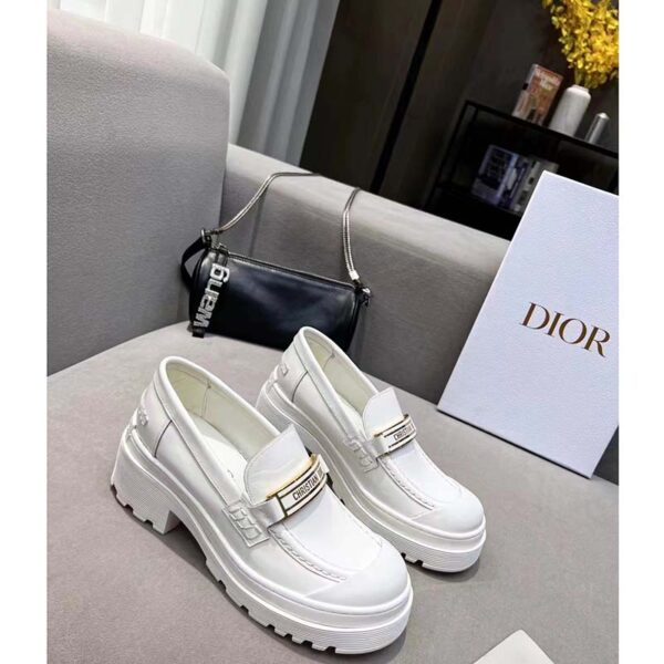 Dior Women CD Shoes Dior Code Loafer White Brushed Calfskin (5)
