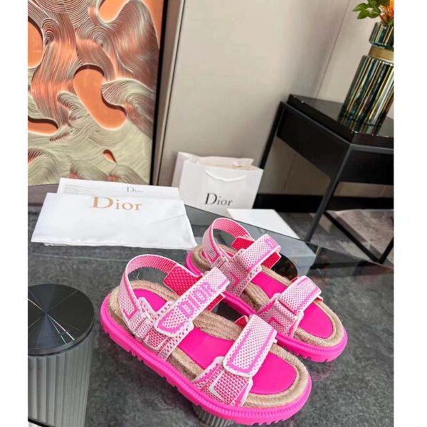 Dior Women CD Shoes DiorAct Sandal White Bright Pink Technical Mesh Rubber (10)