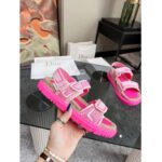 Dior Women CD Shoes DiorAct Sandal White Bright Pink Technical Mesh Rubber - Image 6