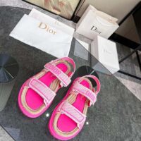 Dior Women CD Shoes DiorAct Sandal White Bright Pink Technical Mesh Rubber (6)