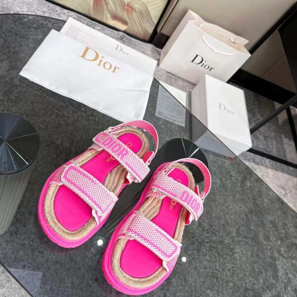 Dior Women CD Shoes DiorAct Sandal White Bright Pink Technical Mesh Rubber (2)