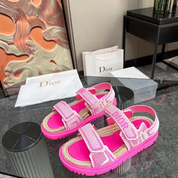 Dior Women CD Shoes DiorAct Sandal White Bright Pink Technical Mesh Rubber (3)