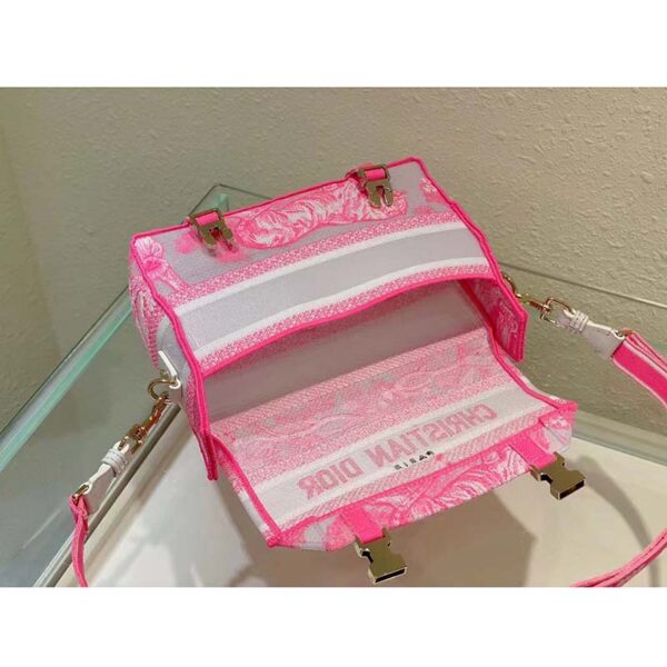 Dior Women CD Small Diorcamp Bag Transparent Canvas Fluorescent Pink Toile De Jouy (1)