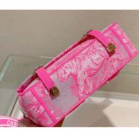 Dior Women CD Small Diorcamp Bag Transparent Canvas Fluorescent Pink Toile De Jouy (9)