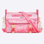Dior Damen CD Kleine Diorcamp Tasche Transparentes Canvas Fluoreszierendes Rosa Toile De Jouy