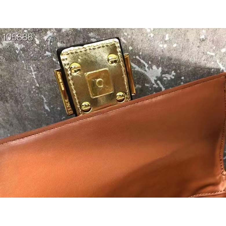 Fendi Women Baguette 1997 Gold Colored Leather Sequinned Bag