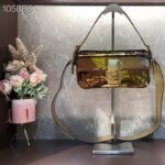 Fendi Women Baguette 1997 Gold Colored Leather Sequinned Bag - Image 2